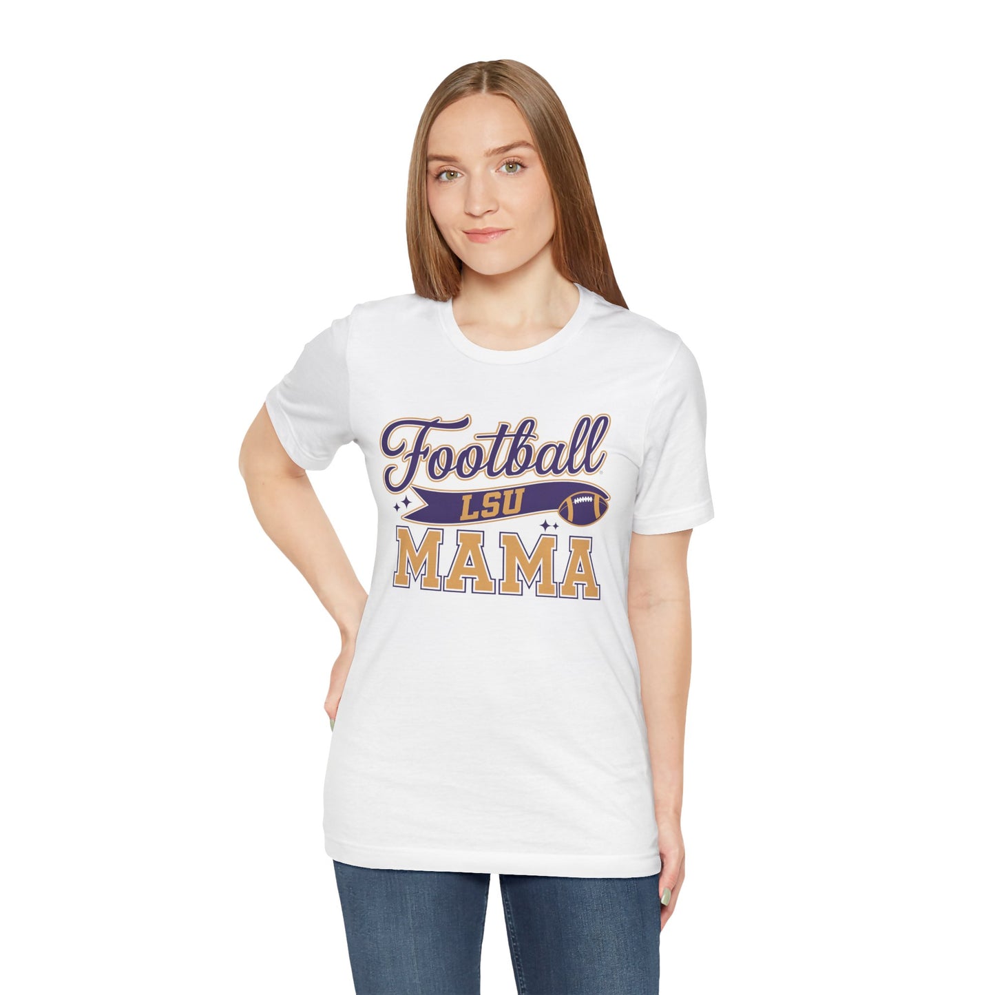 LSU Football Mama Tee, Unisex Jersey Tee, Football Mom Shirt, Game Day Apparel, Sporty T-Shirt
