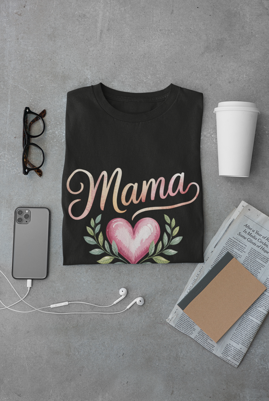 Heartfelt Mama Tee, Unisex Jersey Shirt for Mom, Love Gifts, Family Reunion Apparel, Heart Design Top