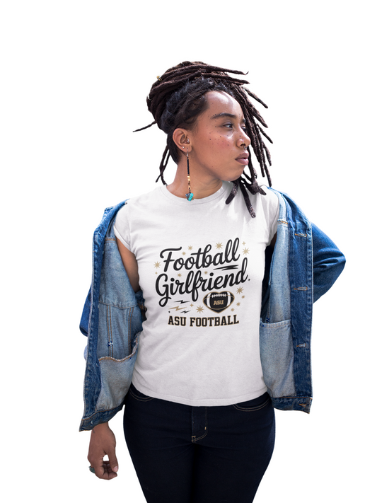 Football Girlfriend Tee, Unisex Jersey Short Sleeve T-Shirt for Game Day, Sports Fan Apparel, Cheerleading Gift, ASU Football Merchandise