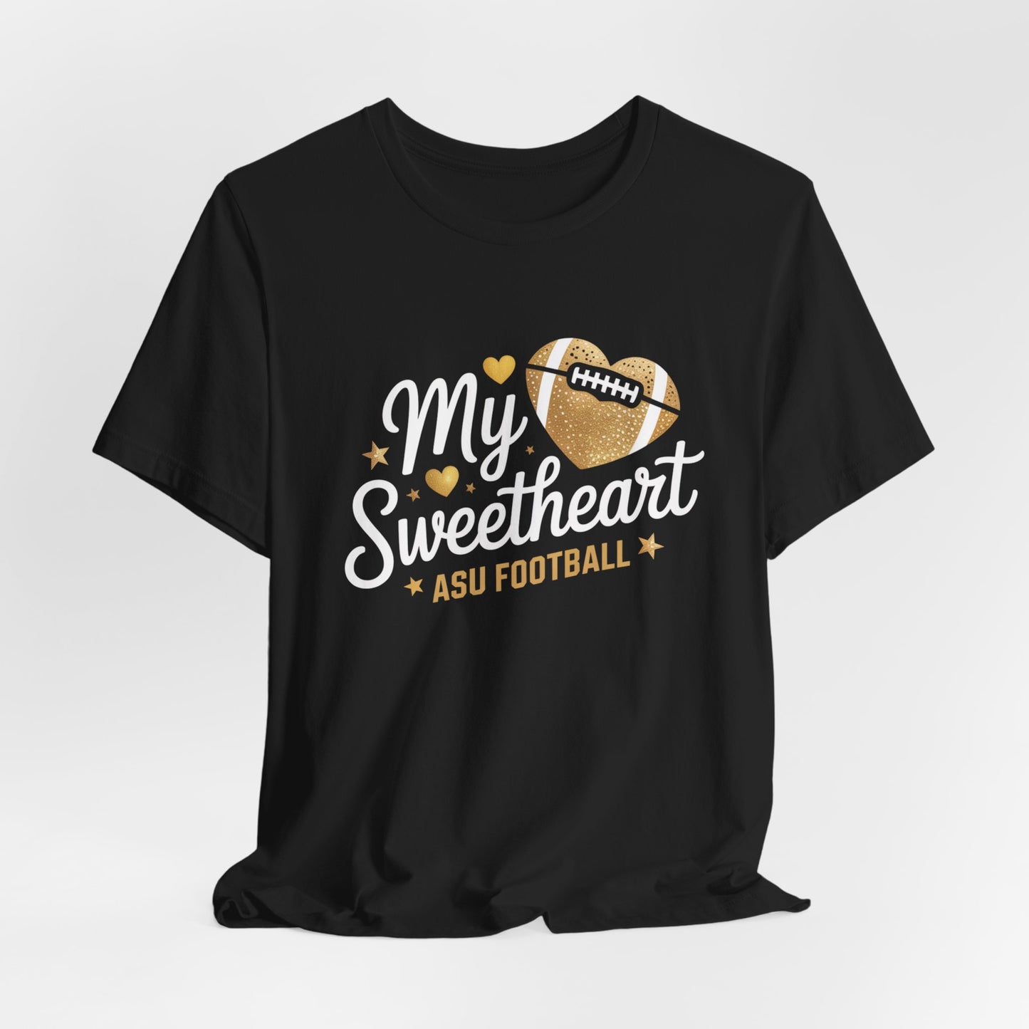 ASU Football Heart Unisex Tee, Casual Sportswear, Game Day Shirt, Arizona State Fan Tee, Unique Gift for Sports Lovers