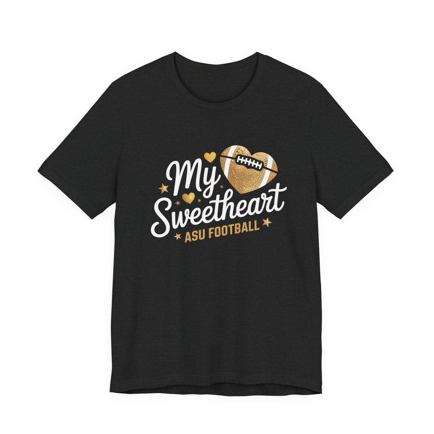 ASU Football Heart Unisex Tee, Casual Sportswear, Game Day Shirt, Arizona State Fan Tee, Unique Gift for Sports Lovers