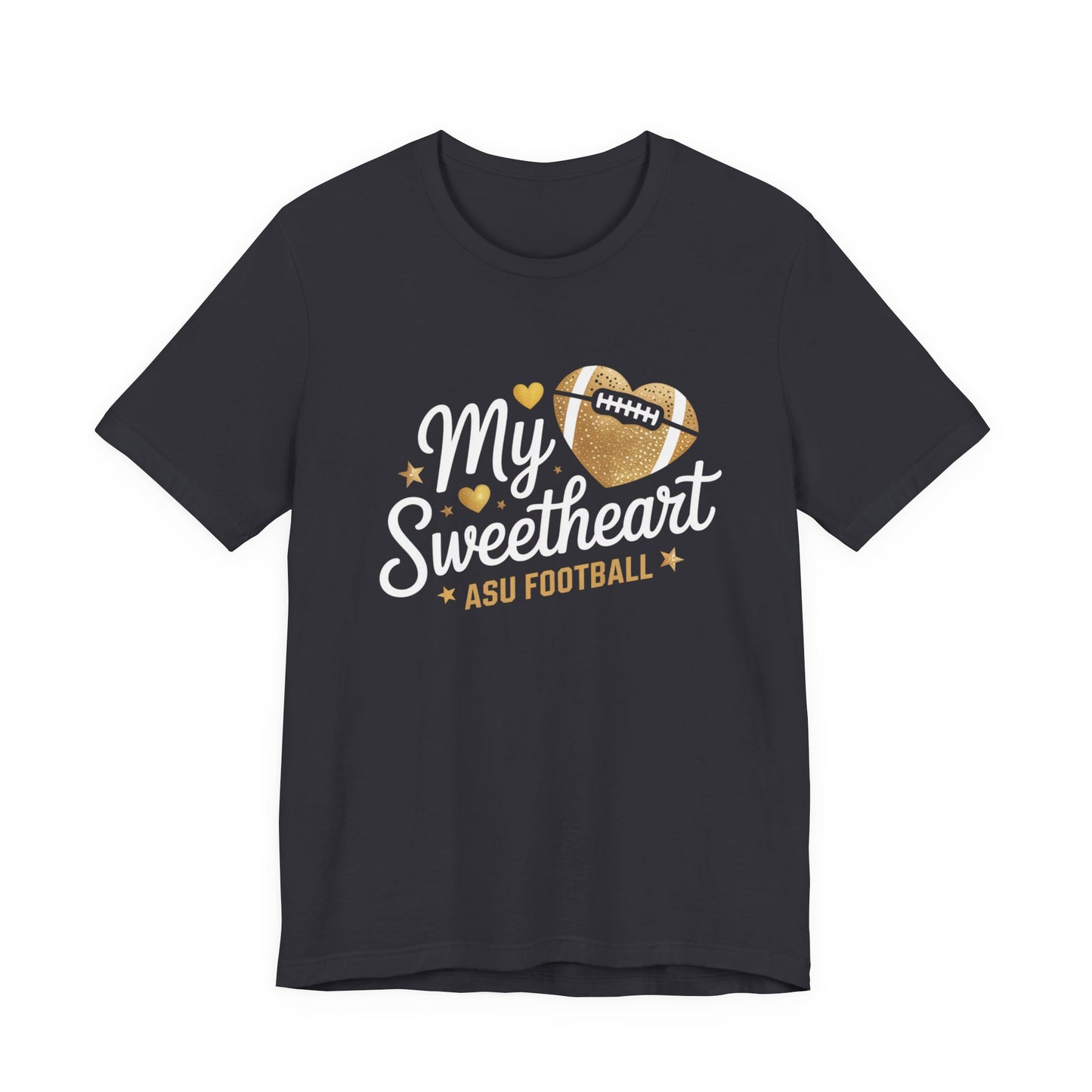 ASU Football Heart Unisex Tee, Casual Sportswear, Game Day Shirt, Arizona State Fan Tee, Unique Gift for Sports Lovers